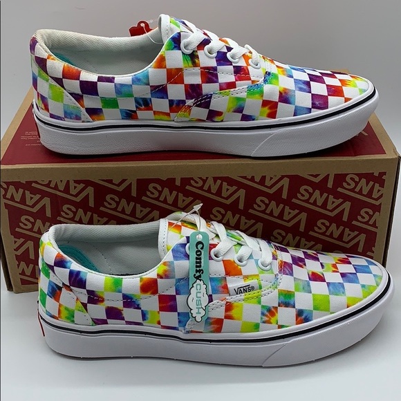 VANS COMFYCUSH ERA TIE-DYE CHECKERBOARD WHITE mens - Picture 12 of 16
